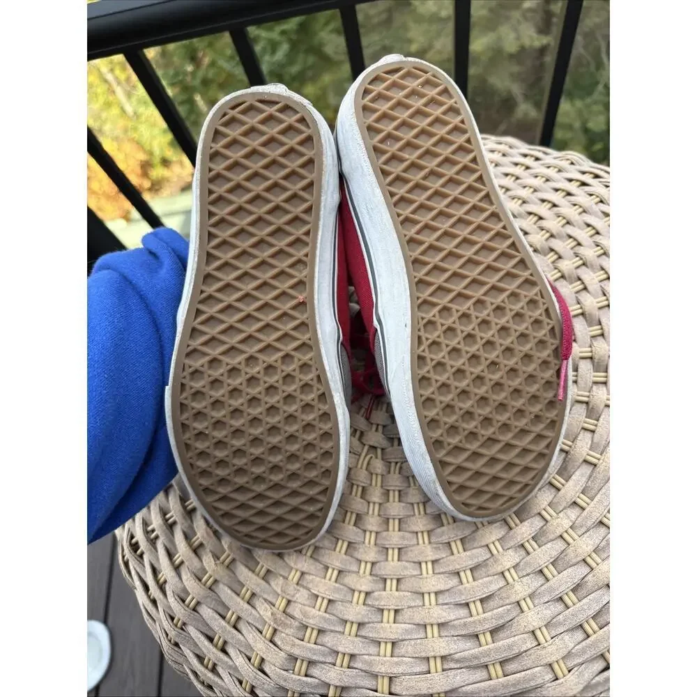 Vans Red and Gray Lace Up Sneakers Youth 5.5 Kids EU 37 UK 4.5 Shoes Kicks